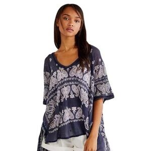 Free People No Matter What Top Navy Paisley Women's